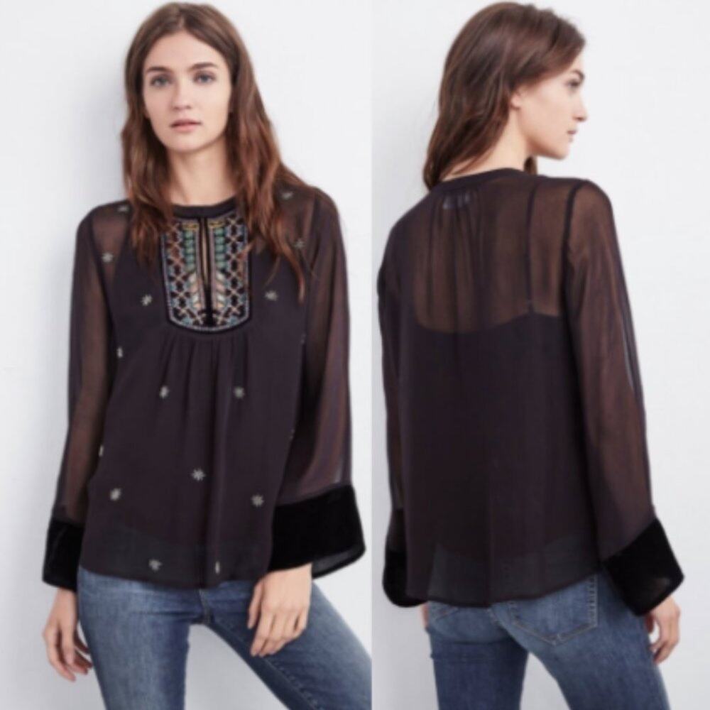 Velvet by Graham & Spencer Becky Sheer Beaded Top